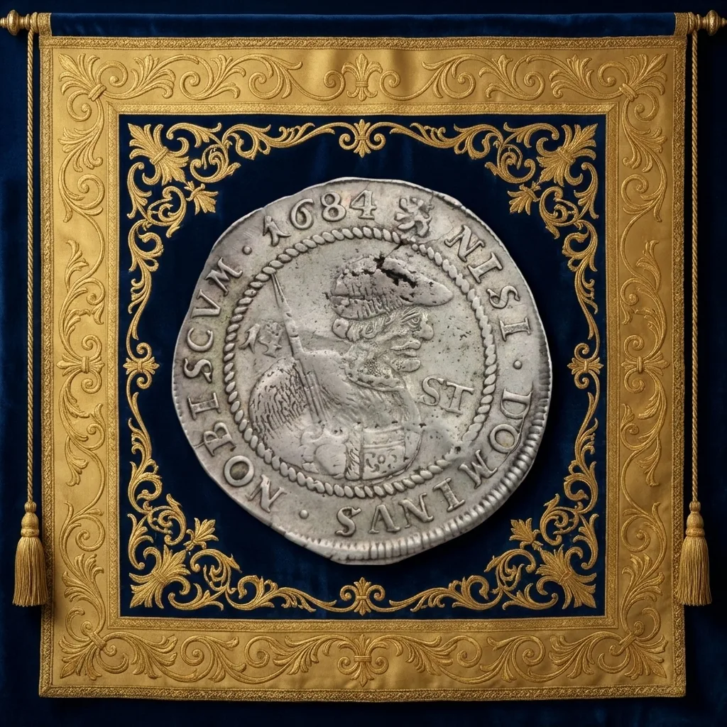 Stapel historische munten in warm licht, het begin van Frisia Numismatica