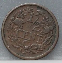 ½ Cent 1912 — Brons achterzijde