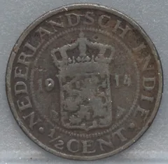 ½ Cent 1914 — Nederlands-Indië voorzijde