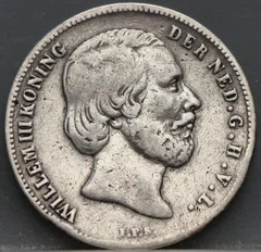 ½ Gulden 1857 Nederland Zilver — Willem III voorzijde, Zilver 945/1000