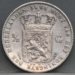 ½ Gulden 1861 — Willem III Zilver achterzijde, Zilver 945/1000