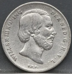 ½ Gulden 1864 Willem III — Zilver voorzijde, Zilver 945/1000