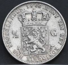 ½ Gulden 1866 — Zilver achterzijde