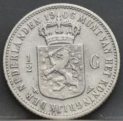 ½ Gulden 1906 Wilhelmina — Zilver achterzijde