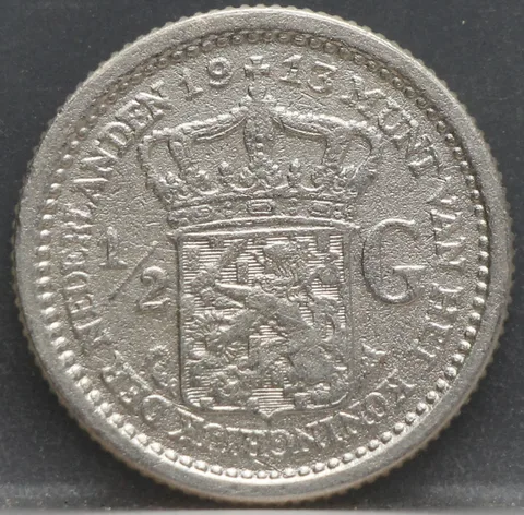 ½ Gulden 1913 Wilhelmina — Zilver