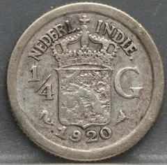 ¼ Gulden 1920 Nederlands-Indië — Zilver voorzijde
