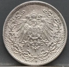 ½ Mark 1907 Duits Rijk — Zilver achterzijde, Zilver (Ag)