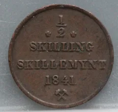 ½ Skilling 1841 Noorwegen — Koper voorzijde