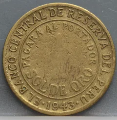 ½ Sol de Oro 1943 — Peru voorzijde