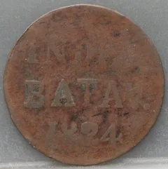 ½ Stuiver 1824 – Nederlands-Indië – Koper voorzijde