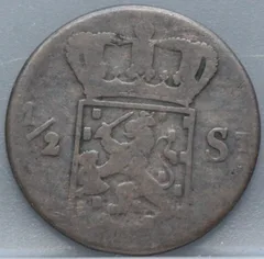 ½ Stuiver 1826 – Nederlands-Indië – Koper achterzijde