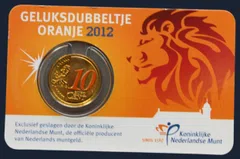 0,10 euro 2012 Nederland Oranje Geluksdubbeltje Coincard