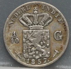 1/10 Gulden 1857 Nederlands-Indië — Zilver voorzijde