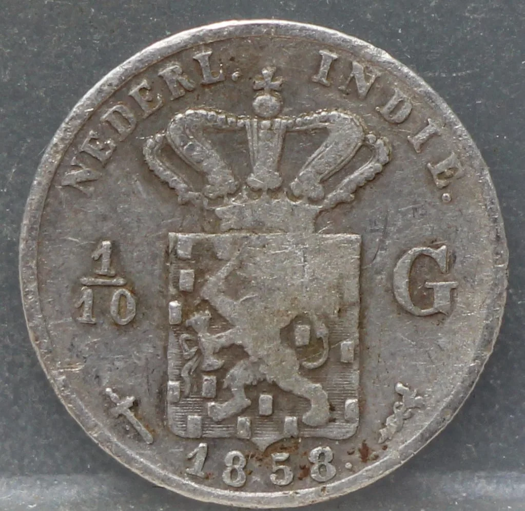 1/10 Gulden 1858 Nederlands-Indië Zilver voorzijde
