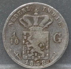 1/10 Gulden 1858 Nederlands-Indië Zilver voorzijde