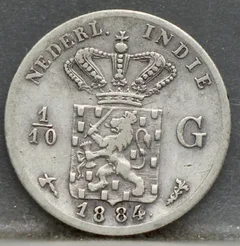 1/10 Gulden 1884 Nederlands-Indië — Zilver voorzijde
