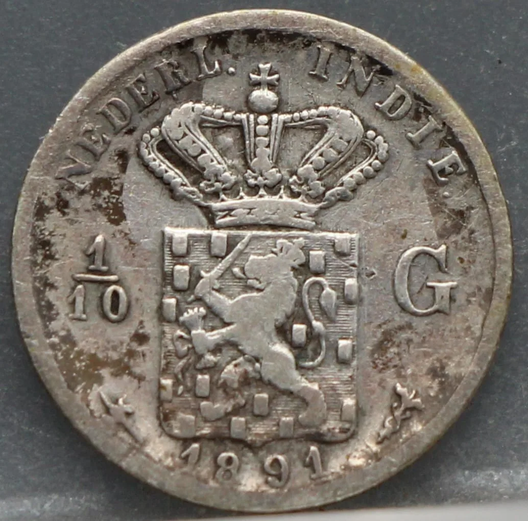 1/10 Gulden 1891 Nederlands Indie voorzijde