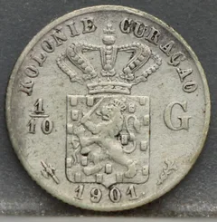 1/10 Gulden 1901 Curaçao — Zilver achterzijde, Curaçao (Kolonie)