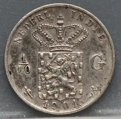 1/10 Gulden 1901 Nederlands-Indië — Zilver voorzijde