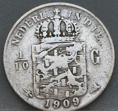 1/10 Gulden 1909 — Nederlands-Indië voorzijde