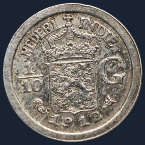 1/10 Gulden 1912 Nederlands-Indië Zilver