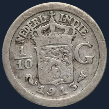 1/10 Gulden 1913 Nederlands-Indië Zilver
