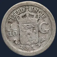1/10 Gulden 1913 Nederlands-Indië Zilver