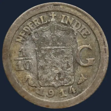 1/10 Gulden 1914 Nederlands-Indië Zilver