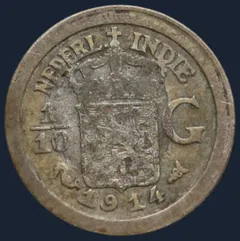 1/10 Gulden 1914 Nederlands-Indië Zilver