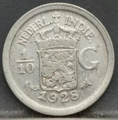 1/10 Gulden 1928 — Nederlands-Indië Zilver voorzijde