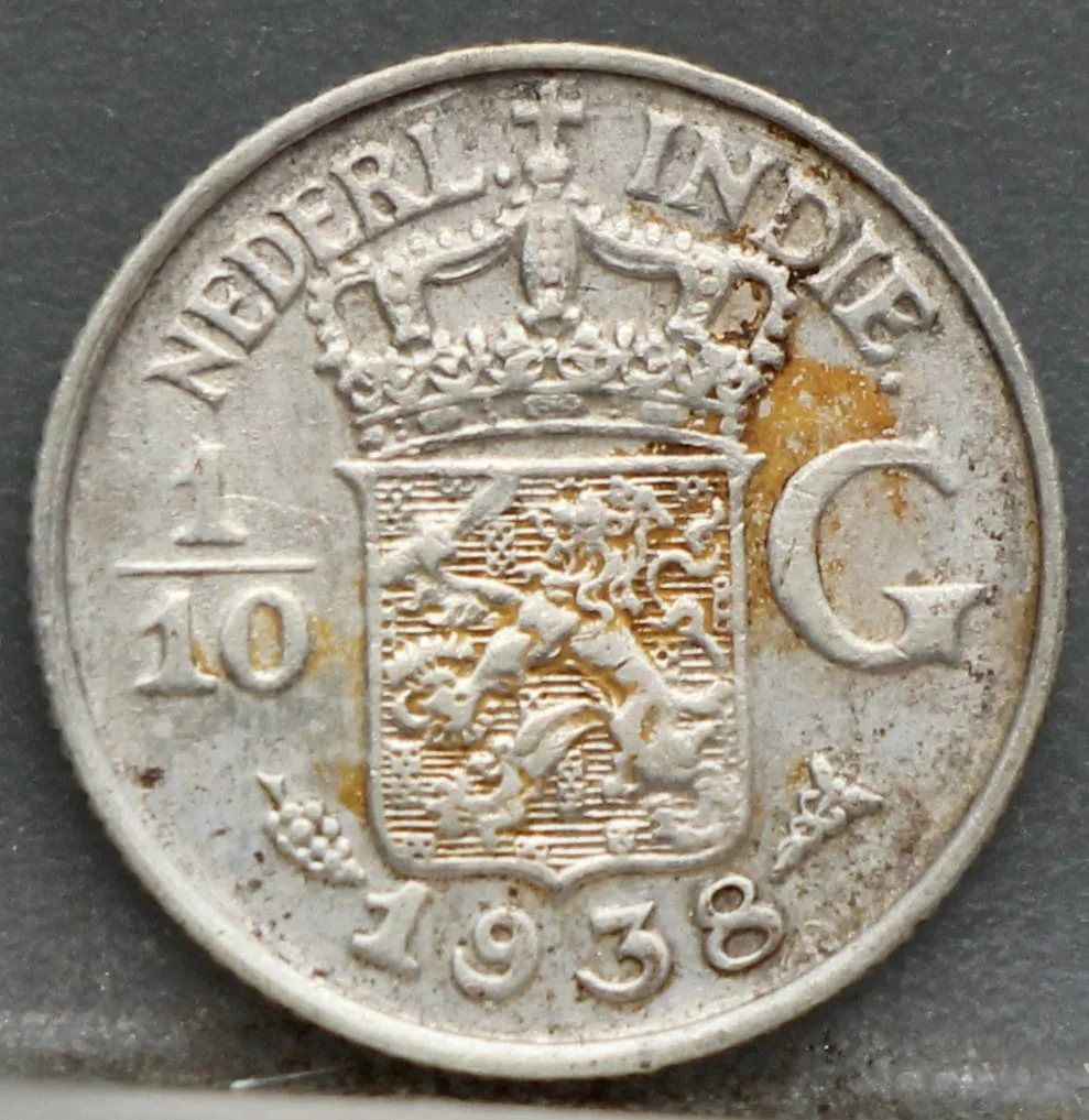 1/10 Gulden 1938 – Nederlands-Indië – Zilver voorzijde, 1/10 Gulden (10 cent)