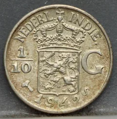 1/10 Gulden 1942 S — Nederlands-Indië voorzijde