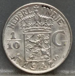 1/10 Gulden 1942 S — Nederlands-Indië voorzijde