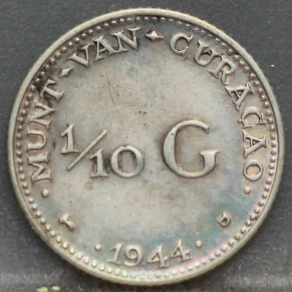 1/10 Gulden 1944 D — Curaçao Zilver voorzijde