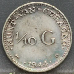 1/10 Gulden 1944 D — Curaçao Zilver voorzijde