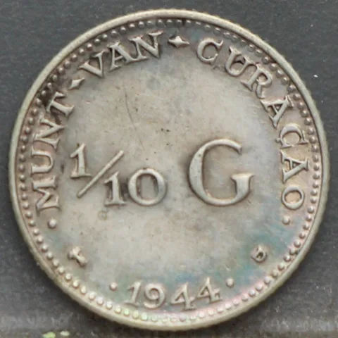 1/10 Gulden 1944 D — Curaçao Zilver