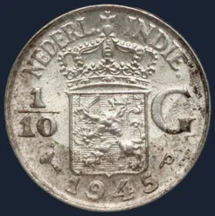 1/10 Gulden 1945 P — Nederlands-Indië Zilver