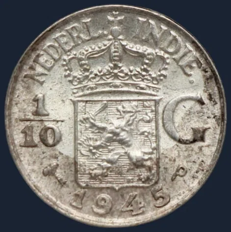 1/10 Gulden 1945 P — Nederlands-Indië Zilver