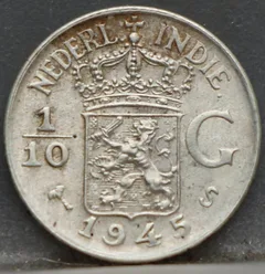 1/10 Gulden 1945 S — Nederlands-Indië Zilver voorzijde