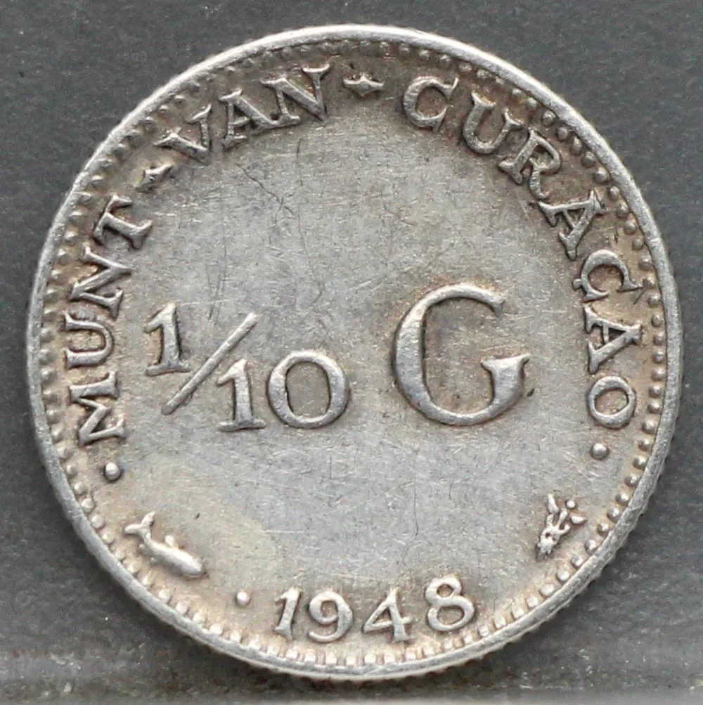 1/10 Gulden 1948 Curaçao — Zilver voorzijde