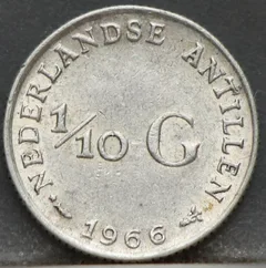 1/10 Gulden 1966 Nederlandse Antillen — Zilver voorzijde, Zilver .640