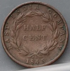 1/2 Cent 1845 — East India Company achterzijde