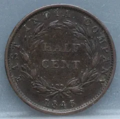 1/2 Cent 1845 — East India Company achterzijde