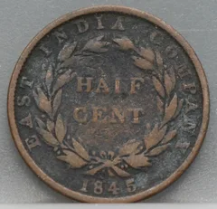 1/2 Cent 1845 — East India Company achterzijde