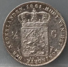 1/2 gulden 1861 - halve gulden 1861 mooi! Willem 3 achterzijde