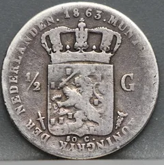 1/2 gulden 1863 - halve gulden 1863 - Koning Willem 3 achterzijde