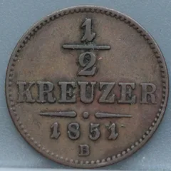 1/2 Kreuzer 1851 (B) Oostenrijk — Koper voorzijde