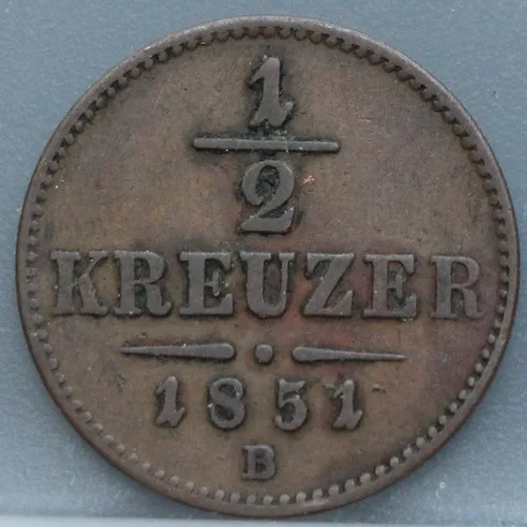 1/2 Kreuzer 1851 (B) Oostenrijk — Koper