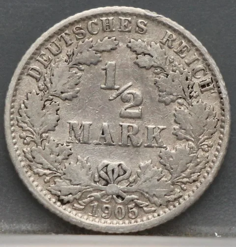 1/2 Mark 1905 Duits Rijk Zilver