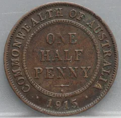 1/2 Penny 1915 Australië Brons voorzijde